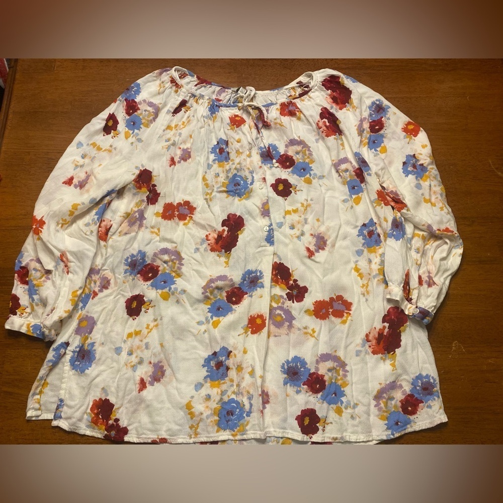 Lucky Brand Floral Boho Peasant Blouse 1X - Picture 2 of 7